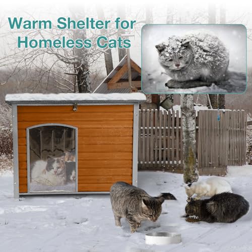 Indoor Outdoor Dog House,Anti-Chewing Iron Frame Dog Kennel,Wood Warm Pets Home,Insulated Weatherproof Outside Shelter (43.3" (L) x 29.4" (W) x 33.4" (H) Brown) Suumerpety