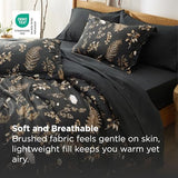 Bedsure Black Full Comforter Set - 7 Pieces Floral Bedding Sets Full Bed in a Bag with Reversible Botanical Flowers Comforter, Sheets, Pillowcases & Shams Bedsure
