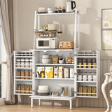 Semoic 51" Pantry Cabinet, Kitchen Storage Cabinet with Storage Shelves, Modern Kitchen Hutch with Microwave Stand, Adjustable Shelves, Food Pantry Cabinet for Dining Room (White) Semoic