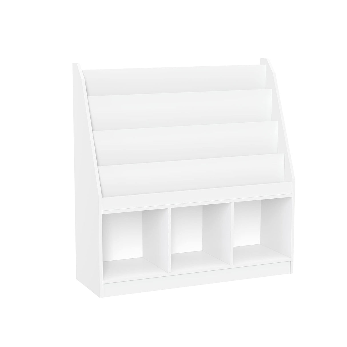 RiverRidge Kids 4 shelves Three Cubbies Bookrack, White (02-251), 11.81"D x 35"W x 36"H RiverRidge