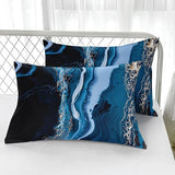 Nttopship Blue Marble Comforter Set Queen Size Deep Blue Marble Bedding Set Soft Microfiber Minimalist Wind Comforter Sets 3 Pieces with 2 Pillowcases Nttopship
