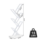 Ymesiyou 5 Tier Tree Bookshelf, Floor Standing Bookshelf for Narrow Space,Storage Organizer Bookshelves for Books/CDs/Magazine, Bookcase with Shelves for Home Office, Living Room- White Ymesiyou
