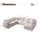 Siiejia Cloud Couch Modular Sectional Sofa Modern Oversized Couches with Ottoman 7 Seater L-Shaped Sofas Comfy Couches for Living Room Spacious Space Apartment Lounge, Cream Siiejia