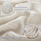 PHF 100% Cotton Muslin Blanket King Size 108"x90", 4-Layer Lightweight Gauze Throw, Breathable Cloud-Soft Minimalist Blanket for Bed, Couch, Camping & Baby, Oat Milk, Ideal Gift PHF