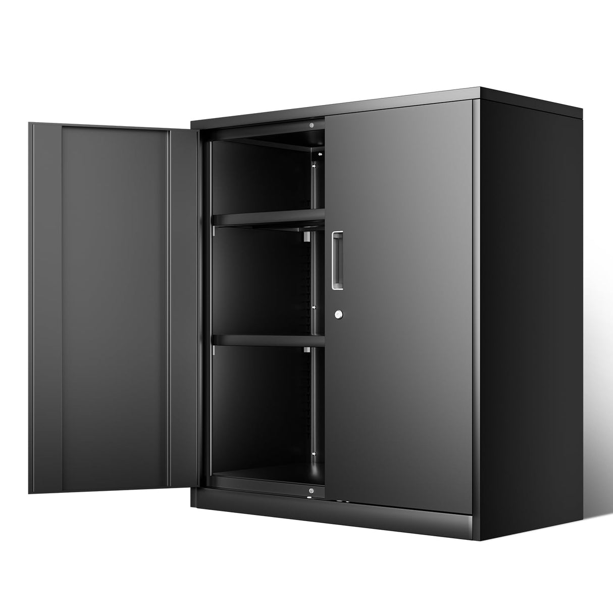DNA MOTORING Metal Storage Cabinet, 36'' Locking Cabinet with 2 Doors and 2 Adjustable Shelves, Metal Cabinet Heavy Duty Utility Cabinet for Garage,Office,Home,Gym, Black, TOOLS-00631-BK-BK DNA MOTORING