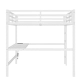 Bellemave Queen Loft Bed with Desk, Metal Queen Size Loft Bed Frame with Built-in Ladder, LED Loft Beds with Charging Station & Safety Guardrails for Kids,Teens, Adults, White Bellemave