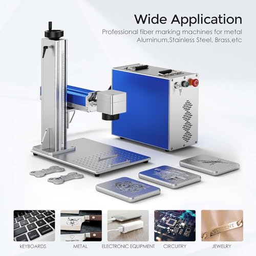 Monport 30W Fiber Laser Engraver with 3D & Deep Engraving, 5.9" x 5.9" Work Area, 10000mm/s 360°Laser Marking Etching Machine for Metal, Silver, Stainless Steel, Gold with Rotary Axis & Lightburn Monport