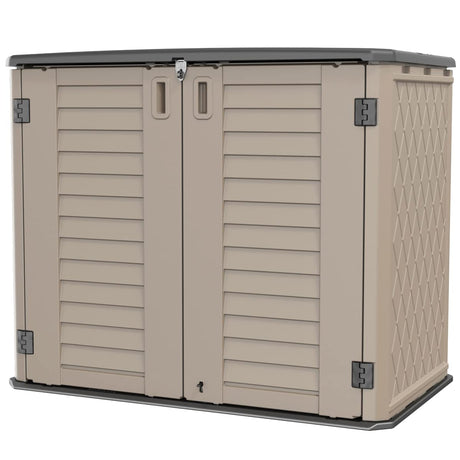 KINYING Outdoor Storage Shed - Horizontal Storage Box Waterproof for Garden, Patios, Backyards, Multi-Opening Door for Easy Storage of Garbage Cans, Tools, Lawn Mower, 26 Cubic Feet,Brown KINYING