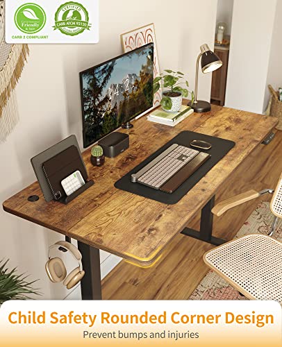 CubiCubi Electric Standing Desk, 63 x 24 Inches Height Adjustable Sit Stand Desk, Ergonomic Home Office Computer Workstation, RusticBrown - WoodArtSupply