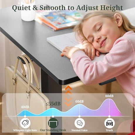 48 x 24 in Electric Standing Desk - Memory Height Adjustable Ergonomic Sit-to-Stand Rising Computer Table Gaming Workstations with 2 Hooks and Wire Hole for Home Office, Black SageNest