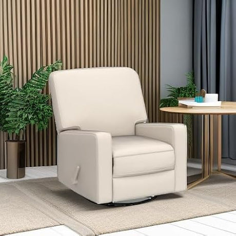 Harkawon Swivel Rocker Recliner Chair, Glider Rocker Recliner, Rocking Chair Nursery, Fabric Chair with High Back, Deep Seat, for Living Room, Bedroom, Beige Harkawon