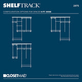 ClosetMaid ShelfTrack Wire Closet Organizer System, Adjustable from 5 to 8 Ft., With Shelves, Clothes Rods, Shoe Shelf, Hardware, Durable Steel, White ClosetMaid