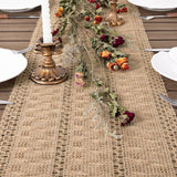 Socomi Boho Table Runner Easter Spring Farmhouse Burlap Jute Bamboo Rustic Dining Kitchen Centerpiece Decor Small Macrame Woven Coffee Table Runner for Dresser Scarf Home Decor 12x36 inch Socomi