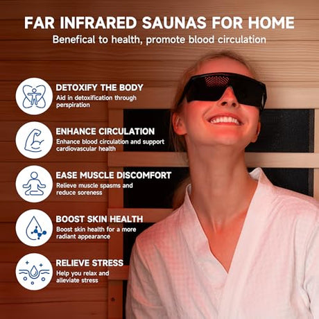 RESTISLAND Full Spectrum Infrared Sauna, 1 Person Home Infrared Sauna with Red Light Therapy, Indoor Canadian Hemlock Wood Dry Saunas Room,1178w/120v, Foot Warmer, 7 Heating Panels, Bluetooth Speakers RESTISLAND