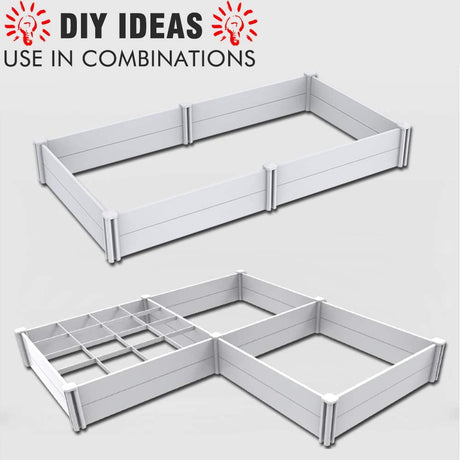 Kdgarden 4'x4' White Vinyl Raised Garden Bed Kit, Outdoor Above Ground Garden Box for Growing Vegetables, Flowers, Herbs, DIY Gardening, Whelping Pen and More Kdgarden