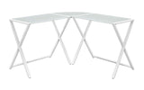 Walker Edison Wright Modern X Leg Glass Top Corner Computer Gaming L Shape Desk Home Office, 51 Inch, White Walker Edison