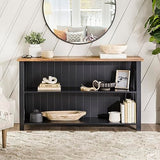 Walker Edison Farmhouse Wood Bookcase with 2 Fixed Shelves - 52 Inch, Black Storage Cabinet for Home Office Walker Edison