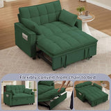 Portaforta Sleeper Sofa with Pull Out Couch Bed, 48" Convertible Pull-Out Sofa Bed Chair, 3-in-1 Futon Couch with Reclining Backrest and Side Pockets for Living Room Bedroom Apartment, Green Portaforta