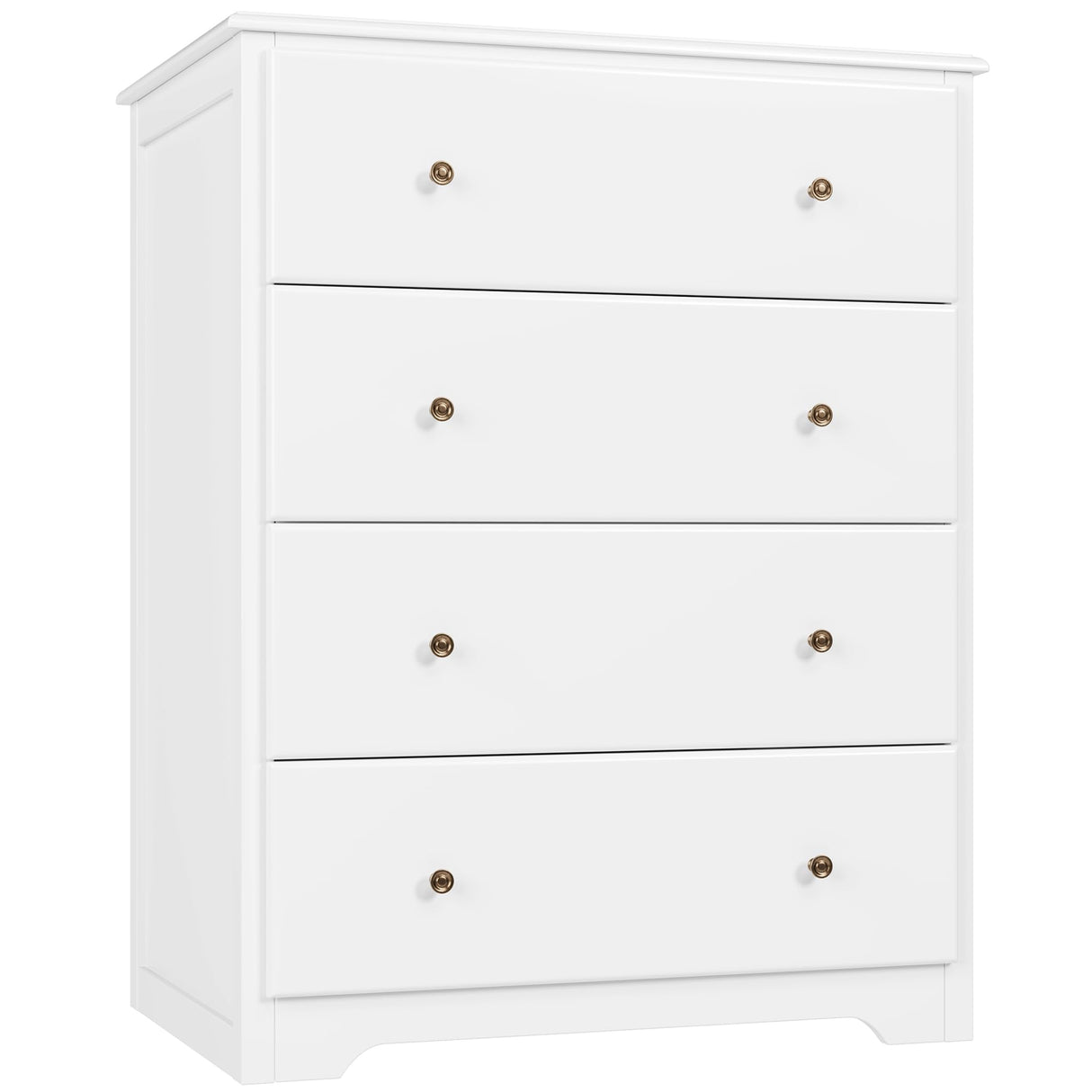 HOUSUIT White Dresser, 4 Drawer Dressers Chest of Drawers, Modern Tall Dresser, Wood Drawer Chest Storage Cabinet for Living Room, Hallway, Entryway, Home Office, Ivory White HOUSUIT