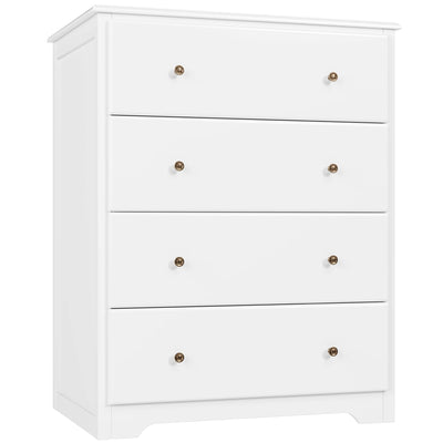HOUSUIT White Dresser, 4 Drawer Dressers Chest of Drawers, Modern Tall Dresser, Wood Drawer Chest Storage Cabinet for Living Room, Hallway, Entryway, Home Office, Ivory White