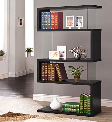 Coaster Furniture Asymmetrical Snaking Bookcase Black and Clear 800340 Coaster Home Furnishings