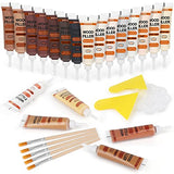 CHUKCHI Wood Furniture Repair Kit, 28 Piece Set Wood Filler Repair Kit Furniture Scratch Hole Restorer with Scraper, Brushes, Palette for Repairing CHUKCHI
