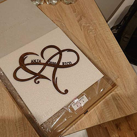 Personalized Infinity Symbol Custom Wood Wedding Sign Couple Names Established Year Heart Sign Wooden Love Heart Shape Wedding Gift Wall Hanging Door FranJohnsonHouse