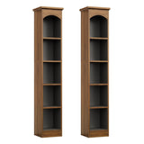 LITTLE TREE 70.9" Tall Bookcase, 5-Tier Open Bookcase with Cubes, Wood Bookshelf with Storage Space, Freestanding Narrow Bookcase for Home Office, Brown, 2 Pack LITTLE TREE