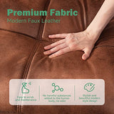Vyfipt Futon Sofa Bed/Couch, Memory Foam Small Splitback Sofa for Living Room,Modern Loveseat with Covertible Armrests,Faux Leather/Cushion Thicker Version(Brown) Vyfipt