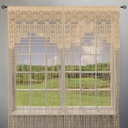 Atsweetlife Lace Door String Curtain for Doorways，Bohemian Curtains Window Wall Closet Bedroom Kitchen Hippie Hanging Panels Boho Room Divider Atsweetlife