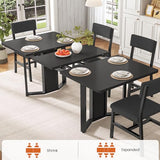 Itaar 5-Piece Dining Table Set for 4-6 People, 63" Extendable Kitchen Table and 4 Cushion Chairs, Dining Room Table with MDF Board & Metal Frame for Small Space, Easy Clean, Black Itaar