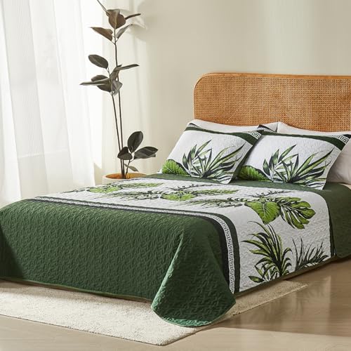 OARAGE Quilt Bedding Set, Olive Green King/Cal King Comforter Set, Bedding Comforter Sets, Soft Lightweight Bedspread, Ultrasonic Microfiber Bed Coverlet for All Season (1 Quilt,2 Sham) OARAGE