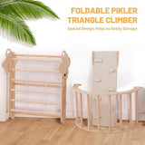 RMHDSLF Foldable Triangle Ladder, Toddler Indoor Gym Playset,Pikler Climber with Ramp Sliding or Climbing, Sturdy Wooden Montessori Climbing Set for Toddlers 2-6. RMHDSLF