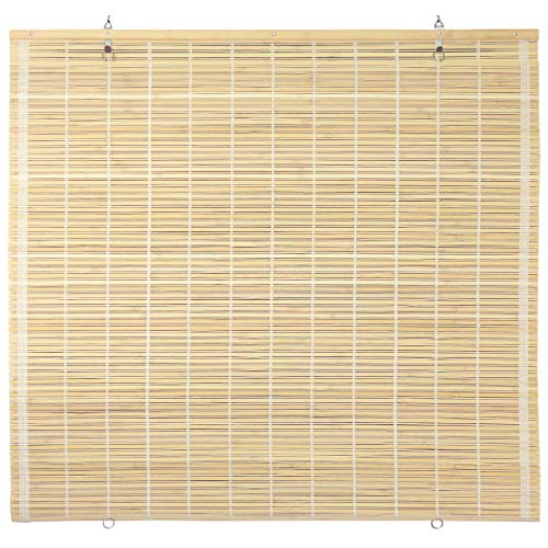 ORIENTAL Furniture Bamboo Cordless Window Shade - Natural 36" W Red Lantern