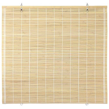 ORIENTAL Furniture Bamboo Cordless Window Shade - Natural 36" W Red Lantern