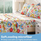 Bedlifes King Size Extra Deep Pocket Sheet Sets - Fits Mattresses Up to 18-24" Thick, 4-Piece Microfiber Set with 1800 Thread Count, Soft, Smooth, Breathable, Featuring Floral Spring Design Bedlifes
