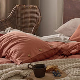 Bedsure Linen Duvet Cover King - Linen Cotton Blend Bedding Set, Soft & Cozy, 3 Pieces, 1 Duvet Cover 104x90 Inches and 2 Pillowcases, Burnt Orange Color Cooling Bedding, Comforter Sold Separately Bedsure