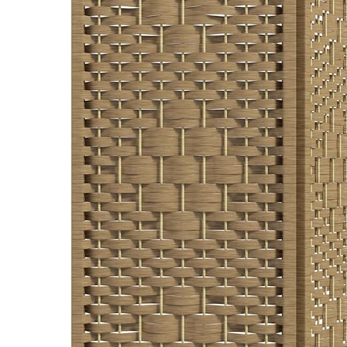 HOMCOM 4 Panel Room Divider, Folding Privacy Screen, 5.6' Room Separator, Wave Fiber Freestanding Partition Wall Divider, Natural HOMCOM