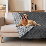 gogobunny 3X Stronger Waterproof Pet Blanket, Scratch Proof Furniture Protector for Dogs Cats, Reversible Cover 52x82 Inch, Dark Grey/Light Grey gogobunny