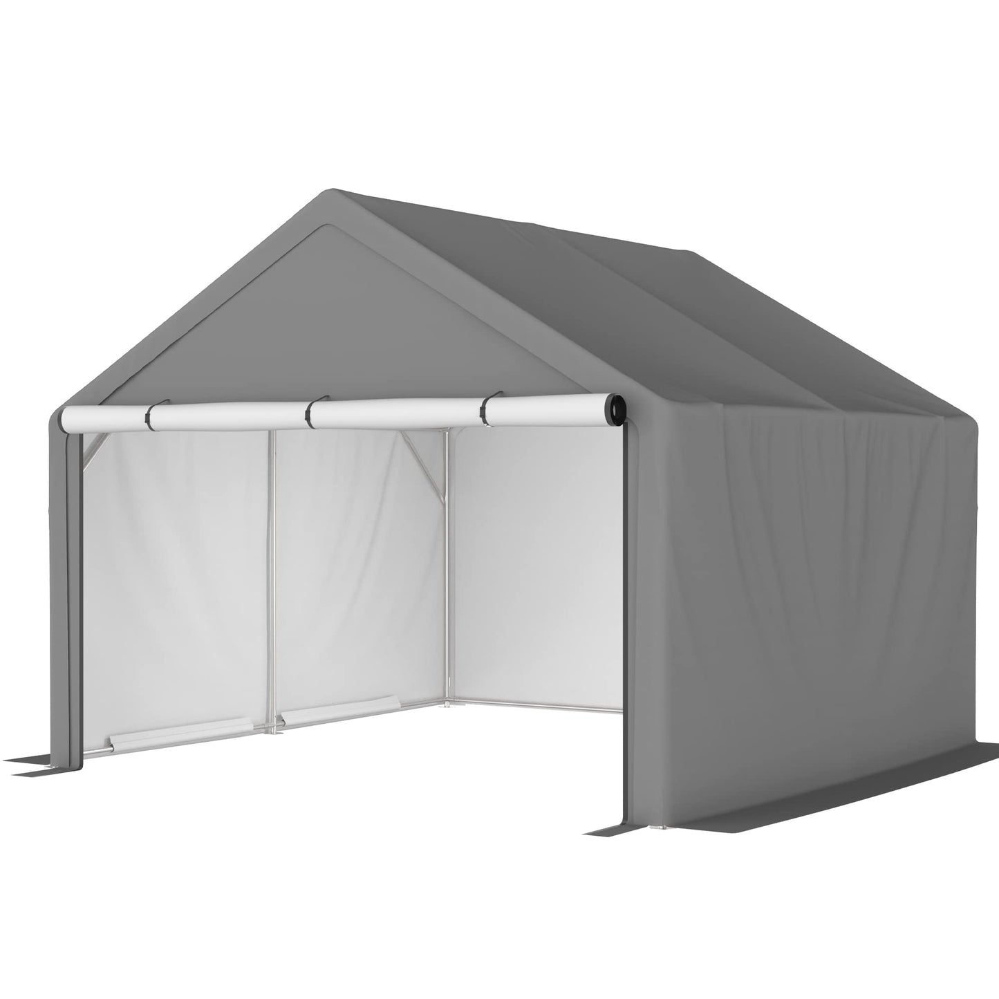 10x10 ft Portable Outdoor Storage Shelter Shed, Heavy Duty Storage Garage Shed with Roll-up Doors Shelter for Garden Tool, Lawn Mower, Motorcycleand, Bike - Gray - WoodArtSupply