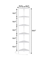TUTOTAK 6-Tier Corner Bookshelf with LED Light,Corner Shelf for Small Space, Narrow Display Corner Shelf Stand with Storage Rack, for Living Room, Bedroom, Pure White V1BS05BW006L TUTOTAK