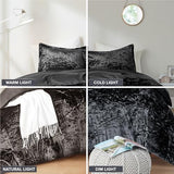 Comfort Spaces Juliette Luxe Comforter Set Velvet Lush with Soft Brushed Microfiber Reverse, All Season Cozy Velvet Bedding Sets, Fluffy Comforter Bed Set, Matching Sham, Black Twin/Twin XL 2 Piece Comfort Spaces