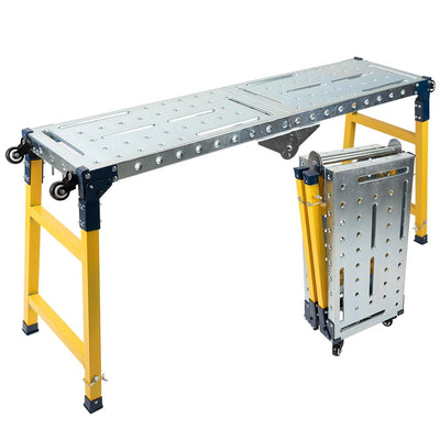 Yeeoy Portable Welding Table, 1100lbs Load Capacity Steel Welding Table with Wheels, Folding Workbench for Workshop Garage Office