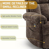 Korser Recliner Chair, Living Room Recliner Chairs for Adults, Small Recliners for Small Spaces, Upholstered Manual Recliner with Side Pockets, Modern Nursery Chair for Living Room, Chenille, Brown