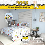 Peanuts® Charlie Brown, Snoopy & Gang Bedding, 7 Piece Super Soft Cozy Reversible Comforter and Sheet Set with Sham, King, (100% Official Licensed Product) by Franco Collectibles Franco