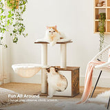 FEANDREA WoodyWonders Small Cat Tree for Kittens, Modern Cat Tower for Indoor Cats, Cat Condo with Scratching Posts, Removable Washable Cushions, Rustic Brown UPCT122X01 Feandrea