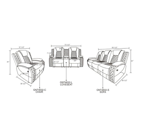 COMHOMA Power Living Room Furniture Sets,Electric Recliner Chair with LED Light,Sectional Sofa Loveseat with Wireless Charging,Spacious Storage, Cup Holeders,3+1 COMHOMA