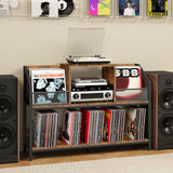 CHOEZON 43" Vinyl Record Storage Holder, Large Record Player Table, Holds up to 400 Albums, Vinyl Record Player Display Stand, Removable Dividers, for CD, Audio Equipment Storage, Rustic Brown TCW77BF CHOEZON