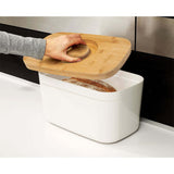 Joseph Joseph Bread Box with Removable Bamboo Cutting Board,White Joseph Joseph