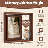 HAMUIERS Cat Memorial Gifts for Loss of Cat - Rotating Wooden Frame for 4x6 Photo & Fur Hair Jar - Sympathy Gift for Pet Bereavement, Remembrance Keepsake - Rainbow Bridge Gift for Cat Lovers
